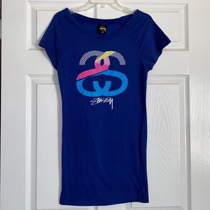 Stüssy Long Blue Short with Colorful Logo